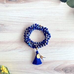 Lapis Lazuli X Pyrite | Wisdom | Mala Necklace | Prayer Beads